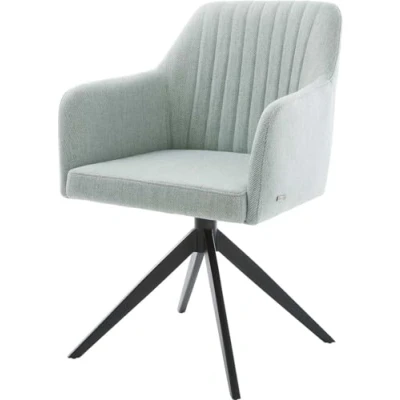 Image de Chaise pivotante Greg Flex rayures vert menthe pied croisé large noir pivotement sur 360 fonction bascule ressorts ensachés