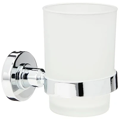Image de Ideal Standard Gobelet Verre à dent Porte Brosse pour Salle de Bain IOM Rond Fixation Mur Finition Blanc et Chrome A9120AA
