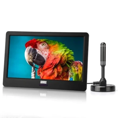 Image de TV Portable TNT HD LED 9&quot; 12v Batterie Rechargeable August DA900D Télévision Enregistreur et Lecteur Multimédia Mini Télé Port USB, HDMI, Voiture Camion, Camping Car, Caravane compatible