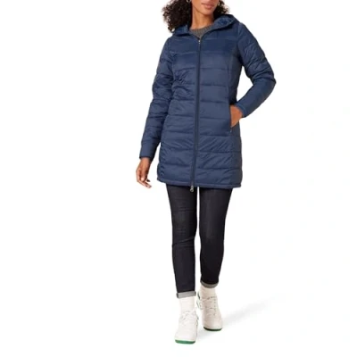 Image de Amazon Essentials Doudoune à Capuche légère et imperméable (Disponible en Grande Taille) Femme, Bleu Marine, M