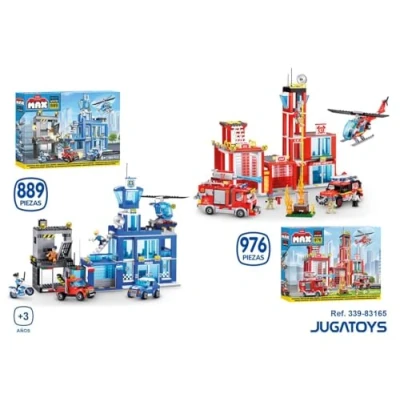 Image de Set de Construction ZURU Fire Station Large (976 pièces) Crée une caserne pompiers avec véhicules et accessoires