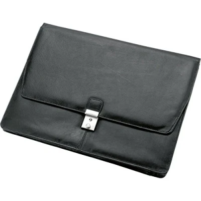 Image de Alassio 41021 Tissano A4 Classeur de conférence en cuir nappa noir, porte documents verrouillable, pochette avec grand compartiment principal, dossier env. 28 x 39 2 cm