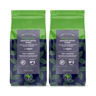 Image de by Amazon Select Café en grains du Brésil, Torréfaction Moyenne, 1 kg (2 lot de 500g) Certifié Rainforest Alliance