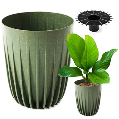 Image de Konzept 11 pot de fleurs haut 25 cm diamètre, grand pour extérieur, balcon, cache avec insert, vert, palmier