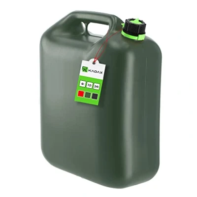 Image de KADAX bidon de carburant, d&#039;essence avec entonnoir, en plastique, rechange, jerrican, réserve pour essence, diesel et autres produits dangereux (vert 24 l)