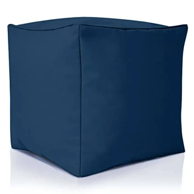 Image de Green Bean© Pouf Tabouret 40x40x40cm avec Remplissage de Perles EPS Coussin pour Pieds Chaise Sol Enfants &amp; Adultes Repose Siège Bleu Foncé
