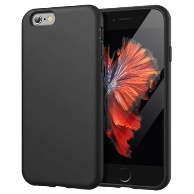 Image de JETech Coque en Silicone pour iPhone 6s/6 4,7 Pouces, étui de Protection Complète du Corps au Toucher Soyeux, Housse Doublure Douce Tissu Microfibre, Anti Chocs (Noir)