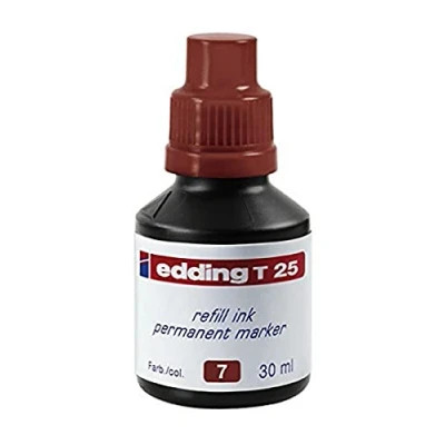 Image de edding T 25 recharge encre marqueur permanent marron 30 ml avec système de distribution goutte à goutte, pour un remplissage rapide presque tous les marqueurs permanents