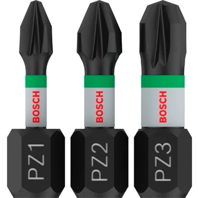 Image de Bosch Accessories Impact Control 2608522471 Lot de 3 embouts vissage PZ avec tige hexagonale, pick and click, accessoires pour visseuse à percussion)