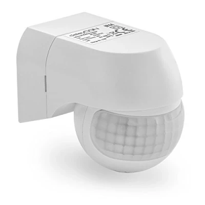 Image de deleyCON 1x Infrarouge Détecteur de Mouvement pour l&#039;intérieur et l&#039;extérieur Portée jusqu&#039;à 12m à 180 Rotatif Inclinable IP44 Protection Contre Les Projections d&#039;eau Blanc