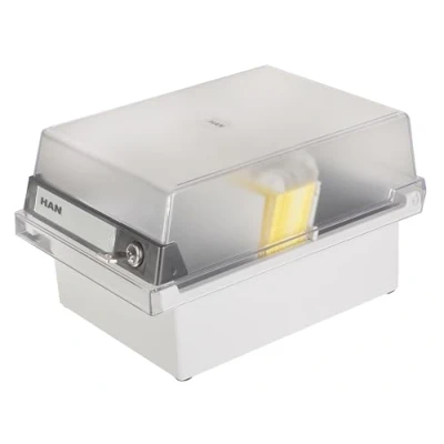 Image de HAN 966 S 631, Boîte à fiches Collection spéciale A6 horiz, pour 800 fiches, avec serrure, couvercle amovible et étiquette d&#039;indexation grand format, gris clair translucide