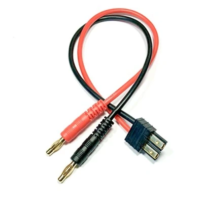 Image de VUNIVERSUM 1 Câble de charge batterie Lipo qualité supérieure avec fiche TRX Traxxas à 2 broches dorée mâle vers banane 4 mm 30 cm 14 AWG 1,5 mm² Pour modélisme