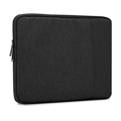 Image de Housse pour Ordinateur Portable CADORABO 14 Pouces Tissu Noir Doublure Velours Fermeture Anti Rayures