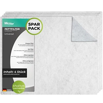 Image de McFilter 4 filtres à graisse filtre buée pour hotte d&#039;aspiration, découpable universel (57 x 47cm), tapis filtrant