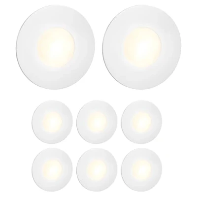 Image de ledscom.de 8 pièces Lumière d&#039;escalier LED/lampe murale encastrée FEX pour l&#039;intérieur et l&#039;extérieur, ronde, 85mm Ø, blanc chaud
