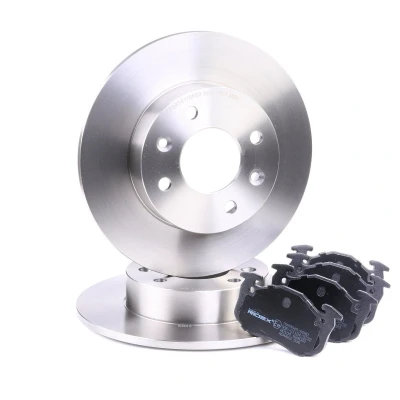 Image de RIDEX 3405B0128 Disques et plaquettes de freins Essieu avant plein contact signal d&#039;usure inclus RENAULT: TWINGO 1, Rapid, CLIO 1