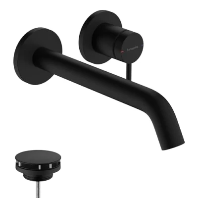 Image de hansgrohe Tecturis S Mitigeur lavabo encastré avec garniture de vidage, Robinet salle bain longueur sous bec 16,5 cm, économie d&#039;eau (EcoSmart+), Noir mat, 73351670