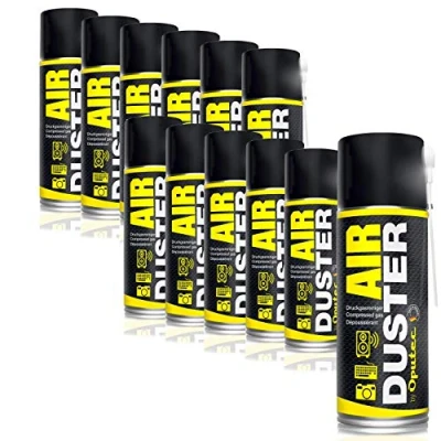 Image de 12x400ml Oputec air Duster Nettoyage à comprimé avec rallonge facile de clavier, PC, ordinateur, téléphone, appareil photo, imprimante, console Xbox, Playstation Made in Germany