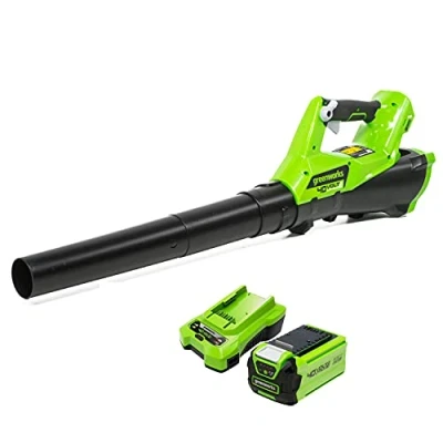 Image de Greenworks G40ABK2 Souffleur à Batterie Axial de Feuilles Mortes Sans Fil, avec Régulateur Vitesse, 177 km/h, 11,05 m3/min, 40V 2Ah et Chargeur, Garantie 3 Ans