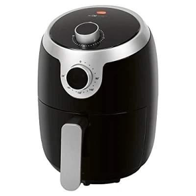 Image de Clatronic FR 3769 H Friteuse à air chaud Capacité de 1,8 litres pour frites, ailes poulet, etc. 1000 watts Faible dégagement fumée et d&#039;odeurs noir/argenté