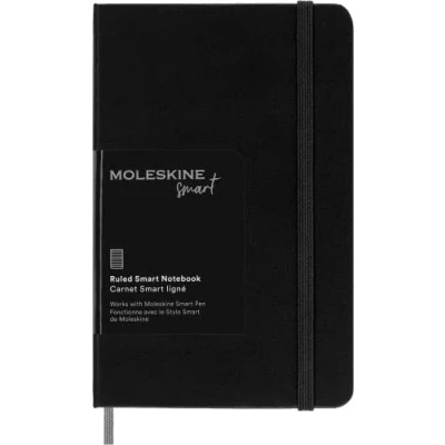 Image de Moleskine Smart Notebook, Système d&#039;écriture intelligent, Carnet de notes intelligent avec couverture rigide, pages lignées et fermeture élastique, format poche 9 x 14, couleur noire