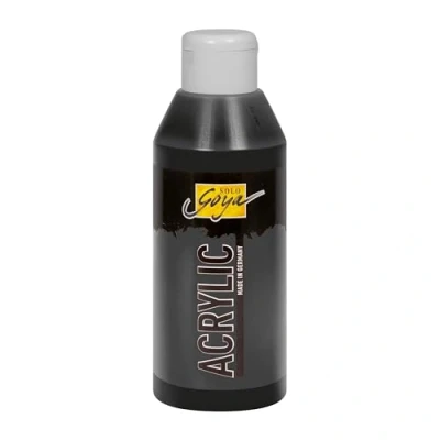 Image de KREUL 84226 Solo Goya Acrylic Peinture acrylique Noir Flacon de 250 ml à base d’eau crémeuse, polyvalente, opaque et résistante l’eau Qualité étude Séchage rapide avec un aspect mat