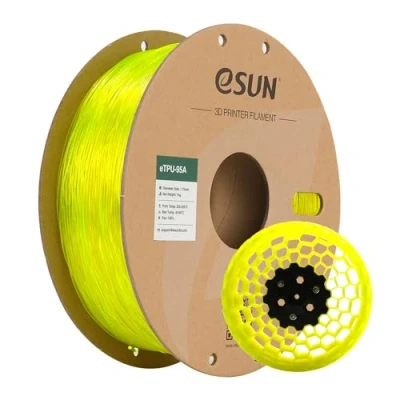 Image de eSUN TPU 95A Filament 1.75mm, Flexible Imprimante 3D TPU, Précision Dimensionnelle +/ 0.05mm, 1KG Bobine (2.2 LBS) d&#039;impression pour 3D, Jaune Transparent