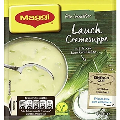 Image de Maggi Pour les connaisseurs, la soupe à crème de poireaux (Für Genießer, Lauch Cremesuppe) Poids Total 51 grams