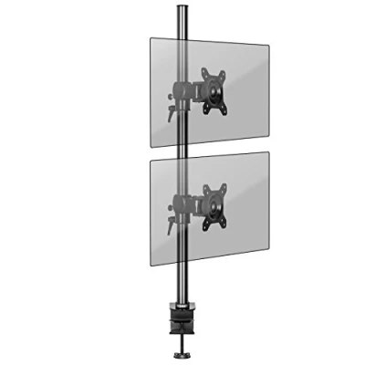 Image de Duronic DM35V2X1 Support vertical double deux écrans PC pour bureau à pince Potence 80 cm