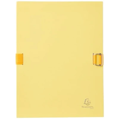 Image de Exacompta Réf. 223235E 1 chemise à dos extensible en papier toilé couleur fermeture par sangle avec rabat pied boucle coulisseau cranté dim 24 x 32 cm jaune