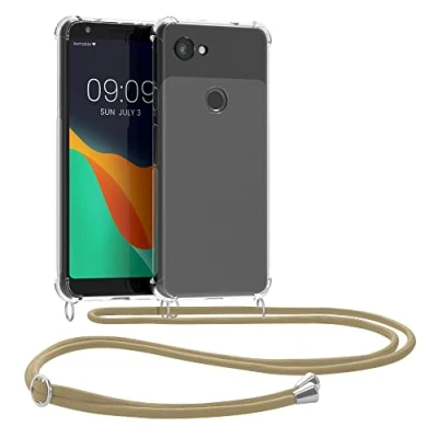 Image de kwmobile Coque Collier Compatible avec Google Pixel 3a Housse de Protection en TPU Cordon Sangle doré