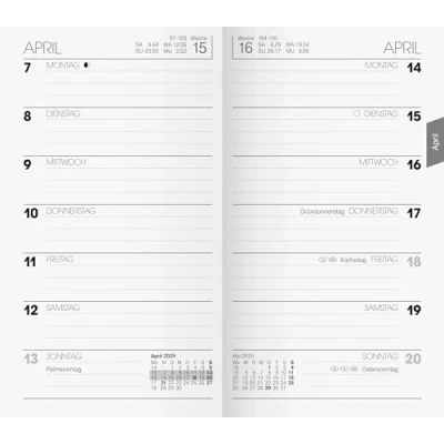 Image de BRUNNEN Agenda hebdomadaire de rechange, Planning Hebdomadaire, modèle 758 (2025), 1 page = semaine, format A6, 80 pages, blanc