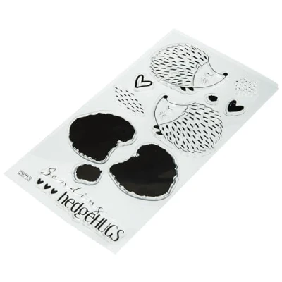 Image de Sizzix Lot de 10 tampons transparents superposés Hedgehugs par Lisa Jones 665830 Chapitre 4 2022 STAMPS, Taille Unique