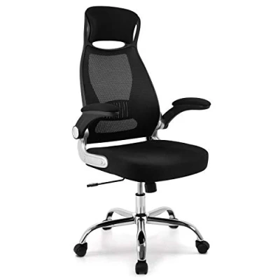 Image de IntimaTe WM Heart Chaise de Bureau, Fauteuil Bureau Ergonomique, Confortable Dossier Respirant, en Maille avec Accoudoirs Pliables, Hauteur Réglable, Soutien Lombaire, 64 x 127.5 cm (Noir)