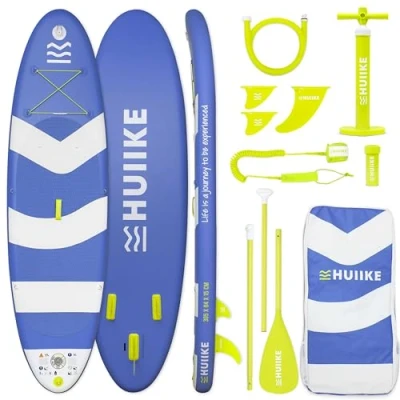 Image de HUIIKE Paddle Gonflable Adulte avec Accessoires Inclus, Pagaie, Ailerons, Pompe. Planche de Stand Up Grande Stabilité et Résistance. 305 x 84 15 cm, Jusqu&#039;à 130 kg