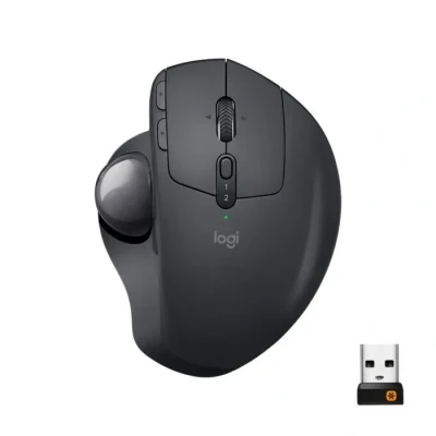 Image de Logitech MX Ergo Trackball, Souris Ergonomique Sans Fil, Bluetooth ou 2,4 GHz avec Récepteur USB Unifying, Angle Ajustable Ergonomique, Roulette de Défilement, PC/Mac/iPad OS Noir