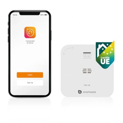 Image de Smartwares Détecteur de CO connecté 85 DB Capteur 10 Ans Notifications Via App Bouton Test &amp; Silence