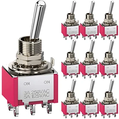 Image de CLDIY Lot de 10 interrupteurs à bascule 6 bornes 2 positions ON/ON DPDT mm Mini interrupteur pour tableau bord voiture AC 5 A/125 V A/250