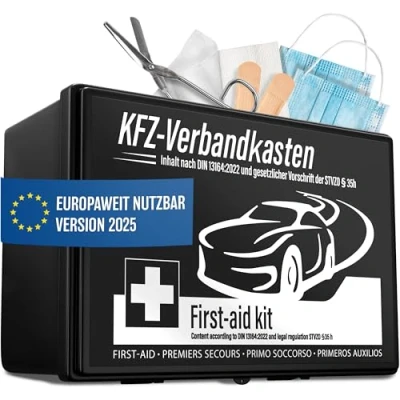 Image de HELDENWERK Kit de premiers secours pour voiture 2024 utilisable et testé dans toute l&#039;Europe (conforme à la StVO) automobile certifié DIN 13164 Trousse