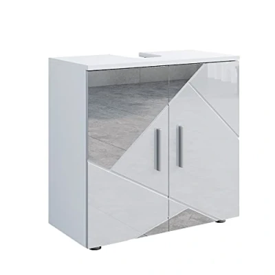 Image de Vicco Meuble sous Vasque Simple Irma, Blanc Brillant avec Inserts, 60 x 59 cm