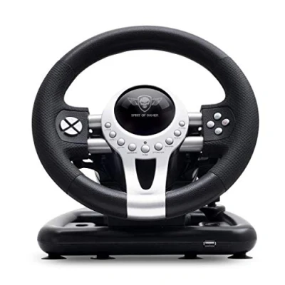 Image de SPIRIT OF GAMER RACE WHEEL PRO 2 Volant de Course Avec Pédales, Palettes et Levier Vitesse Rotation du Support Fixation Double Moteur Vibration PS4 / XBOX ONE/PC/SWITCH