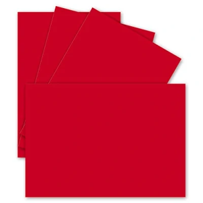 Image de Lot de 50 cartes simples, format A6, 10,5 x 14,8 cm, 240 g/m², rouges, papier bricolage, idéales comme postales vierges