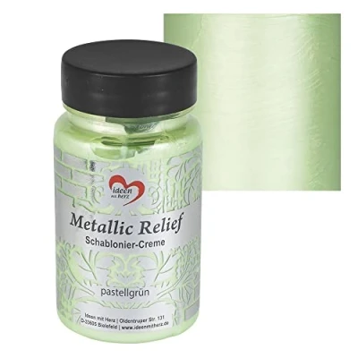 Image de Ideen mit Herz pochoir Crème métallisée à relief Pâte structure fine Peinture pour 90 ml base d&#039;eau (vert pastel)