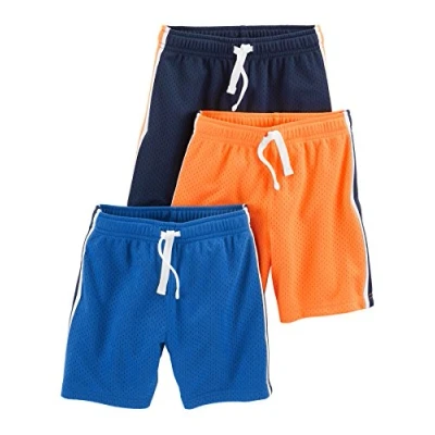 Image de Simple Joys by Carter&#039;s 3 Pack Mesh Infant and Toddler Shorts, Bleu/Orange/Bleu Marine, 5 Ans (Lot de 3) Bébé garçon