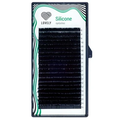 Image de LOVELY Extensions de cils simples en silicone pour Noir avec courbure C, D, L, M Extension individuelle 16 rangées, C Épaisseur :