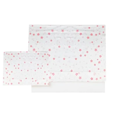 Image de Various Parure de lit pour berceau 60 x 120 cm, linge lit, 100 % coton extra doux, réfriqué en Europe, (dessous + drap taie d&#039;oreiller) imprimé étoile rose/blanc