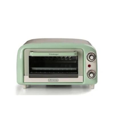 Image de Ariete 3919 Four Électrique Vintage, Capacité 10L, Pour Cuire ou Réchauffer des Aliments, Température jusqu&#039;à 230, Minuterie 60 minutes, Grille en acier inoxydable, 800W, Double Verre, Vert
