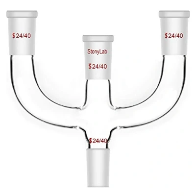 Image de stonylab 4 Voies Adaptateur de Distillation Claisen avec 24/40 Joints, Way Adapter Raccordement Laboratoire, SL L1M2M5R1