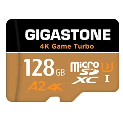 Image de [5 Ans Récupération de données Gratuite] Gigastone Carte Mémoire 128 Go 4K Game Turbo, Professionnel pour GoPro Drone DJI Switch, Vitesse 100 Mo/s. A2 U3 V30 Micro SDXC avec Adaptateur SD.