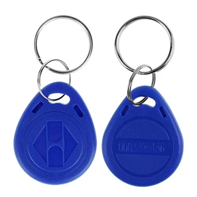 Image de LIBO 125KHz Smart ID Key Tag RFID Carte de contrôle d&#039;accès Proximité EM4100 TK4100 Keyfobs Porte clés NFC Token Badge Holder (100, Bleu)